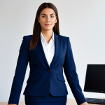 **

"A professional female accountant in a modest, dark-blue business suit, standing confidently in a modern office environment. The office includes a clean desk, computer, and soft, natural lighting. Fully clothed, appropriate attire, safe for work, perfect anatomy, natural proportions, professional photography, high quality, modest."

**