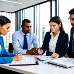 Ethical Accounting in Practice**

A diverse group of accountants in a modern office setting, reviewing financial documents with serious expressions, fully clothed in professional business attire, appropriate content, safe for work, perfect anatomy, correct proportions, well-formed hands, illustrating integrity and trust, professional, family-friendly.

**