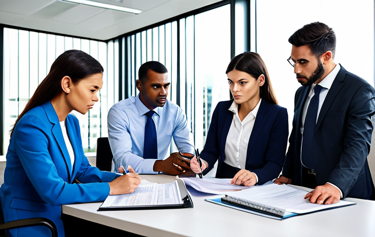 Ethical Accounting in Practice**

A diverse group of accountants in a modern office setting, reviewing financial documents with serious expressions, fully clothed in professional business attire, appropriate content, safe for work, perfect anatomy, correct proportions, well-formed hands, illustrating integrity and trust, professional, family-friendly.

**